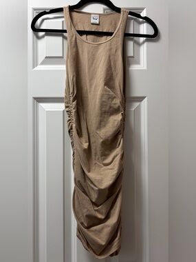 TNA Ruched Beige Tank Mini Dress